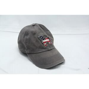 Life is Good Hat Tattered Chill Americana Dog Flag Adjustable Gray Distressed